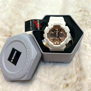 Casio GShock 5518 GMA S120MF Rose Gold and White